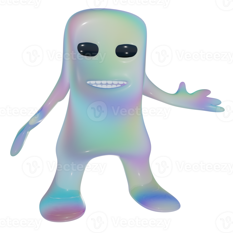 3D personage alien colorful pink blue png