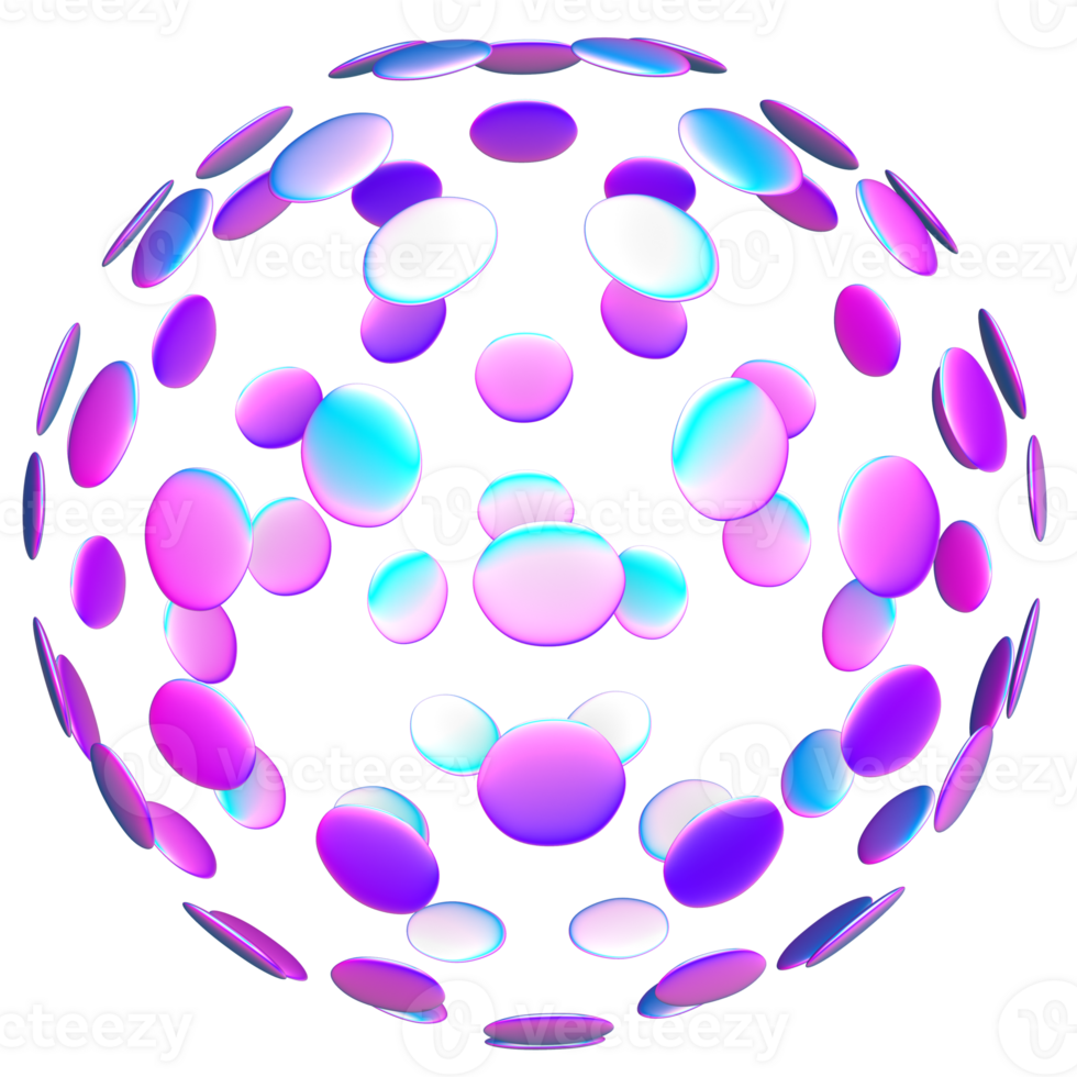 3D sphere with many different colored circles png