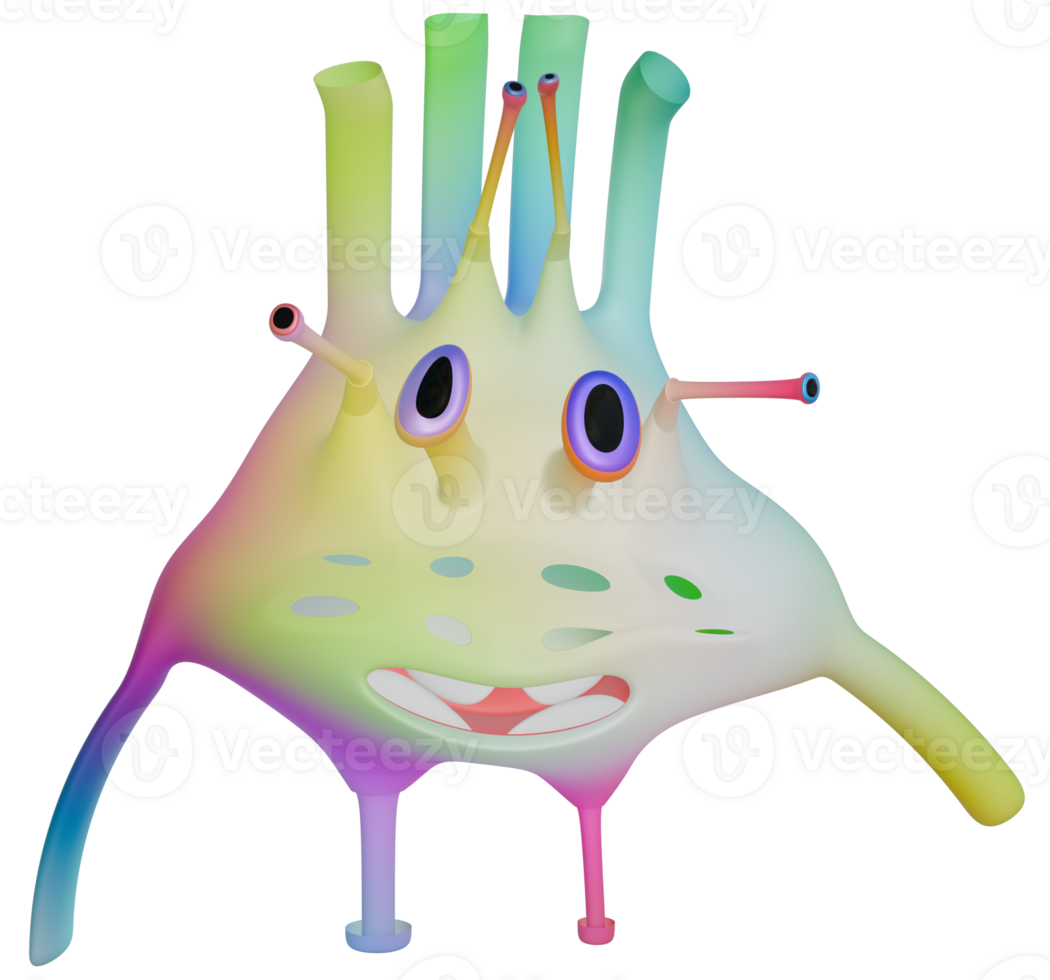 3D personage monster colorful pink yellow png