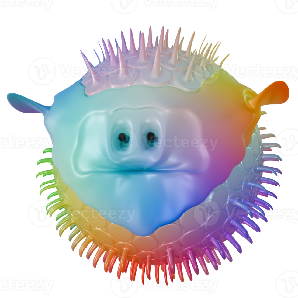 3D fish puffer colorful png