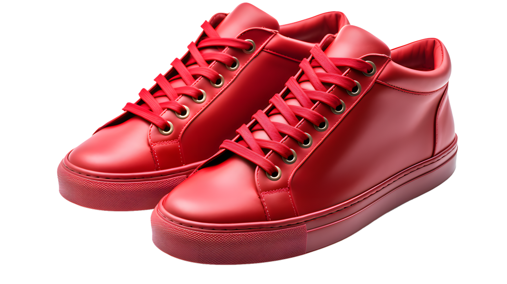 AI generated Pair of red shoes, red sneakers isolated png