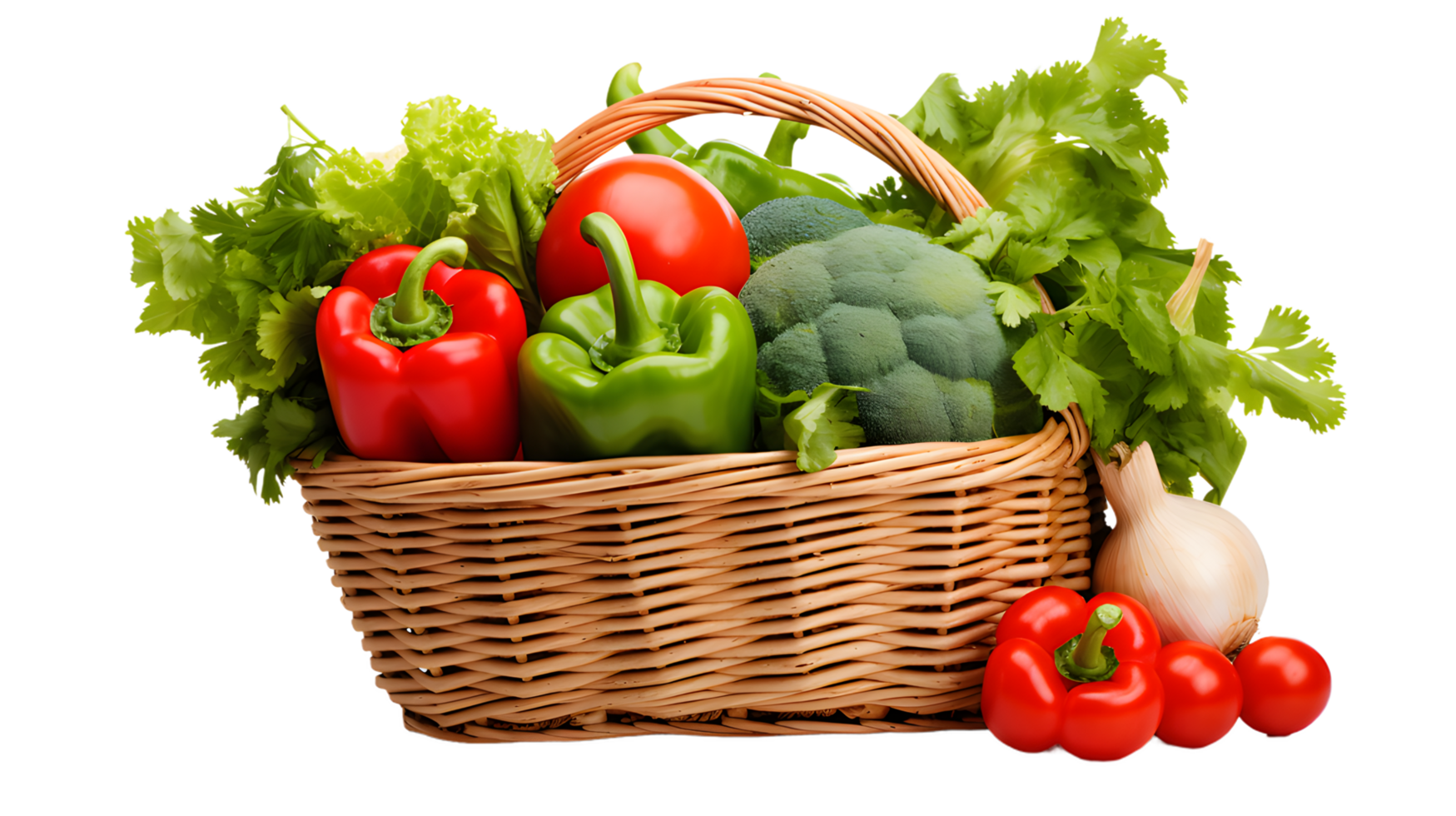 AI generated Basket with vegetables, vegetable basket isolated png