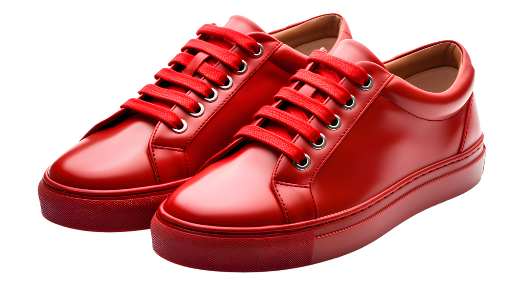 AI generated Pair of red shoes, red sneakers isolated png