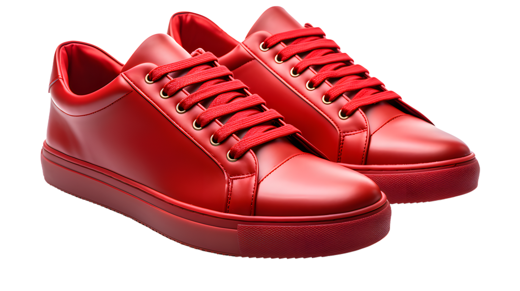 AI generated Pair of red shoes, red sneakers isolated png