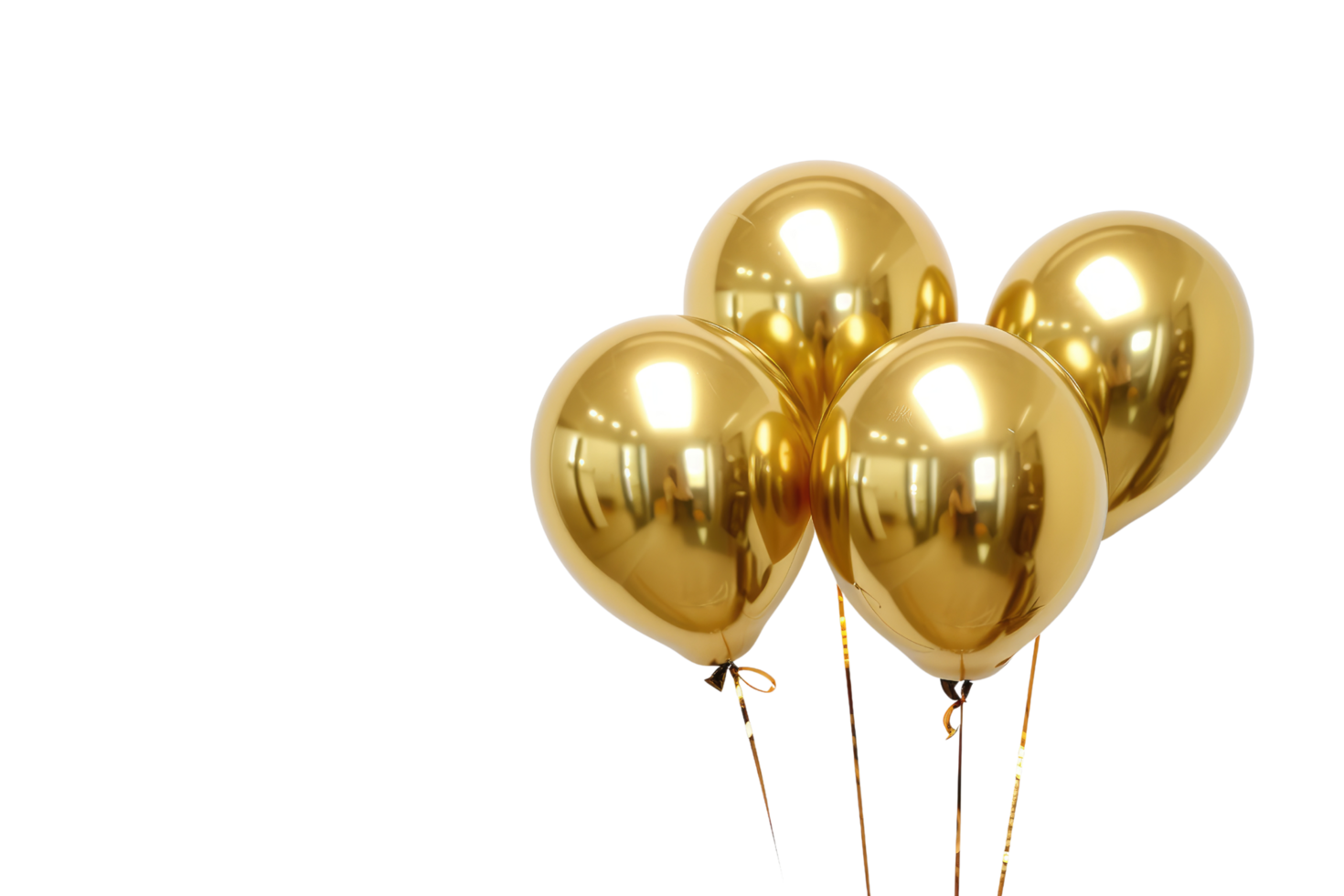 AI generated golden party balloons isolated on transparent background png