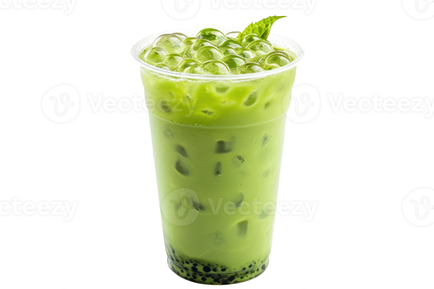 AI generated Green bubble tea isolated on transparent background png