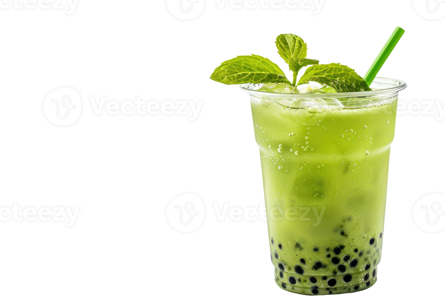 AI generated Green bubble tea isolated on transparent background png