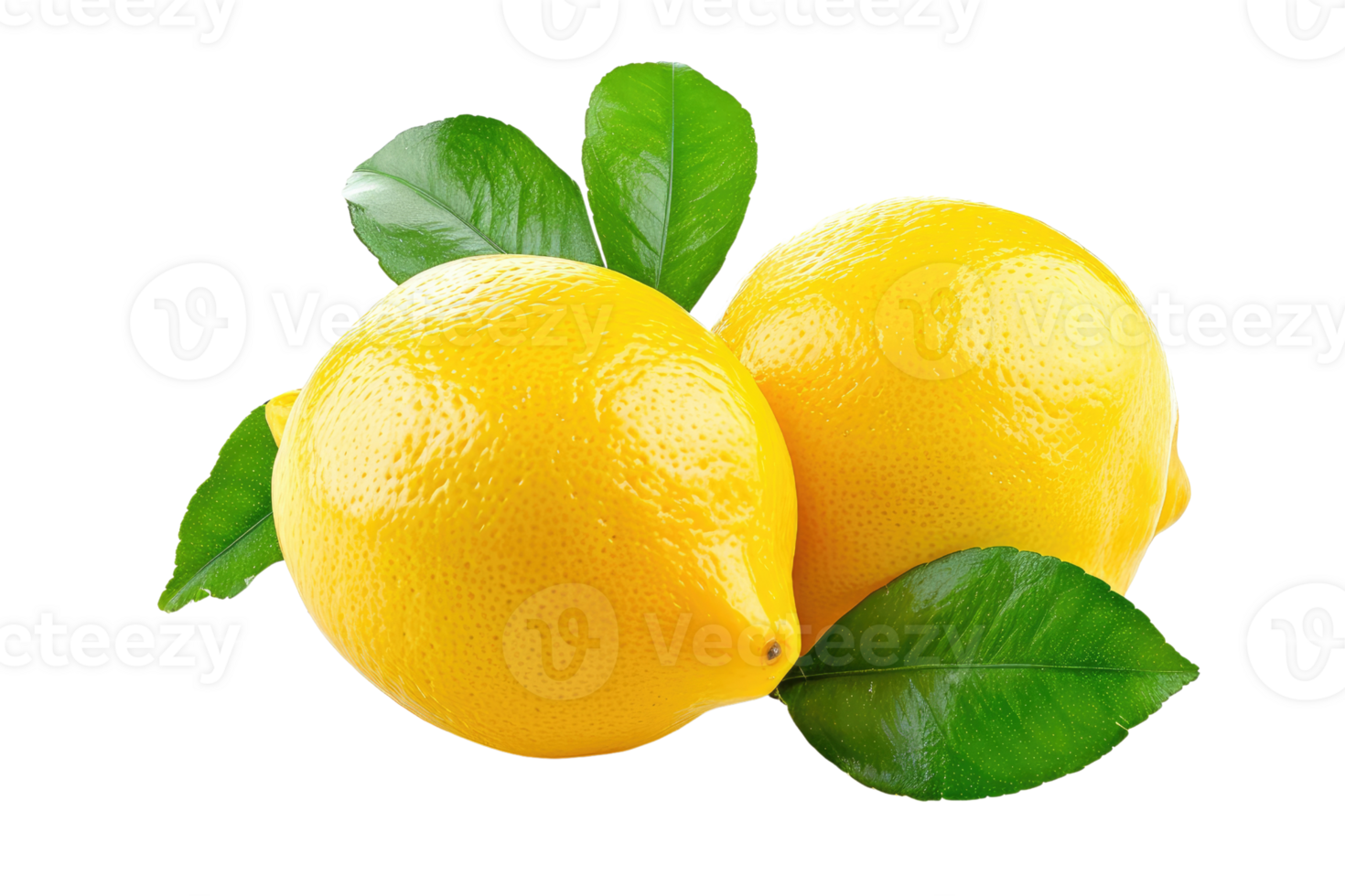AI generated Lemon with leaf isolated on transparent background png