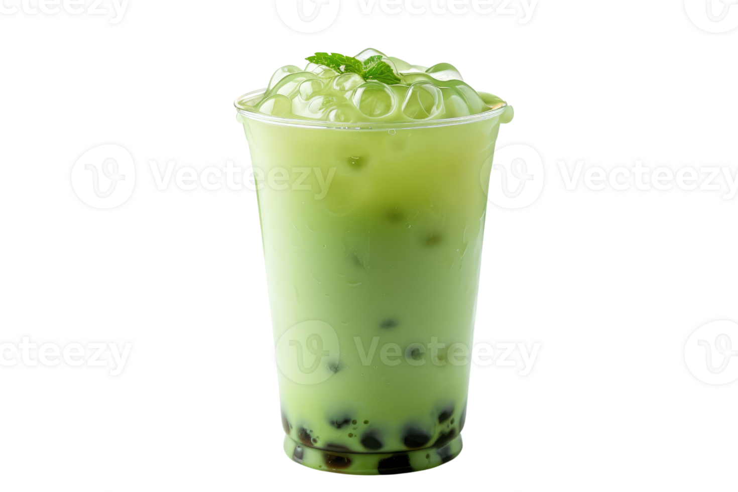 AI generated Green bubble tea isolated on transparent background png
