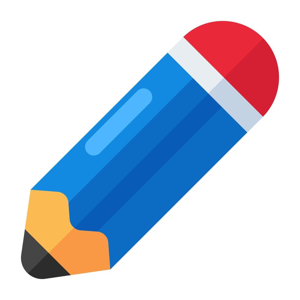 Pencil icon of stationery in flat style vector