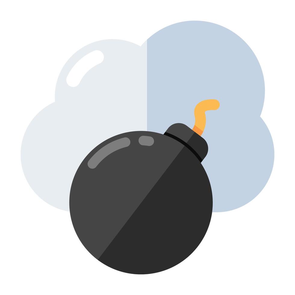 A flat design icon of cloud bomb vector