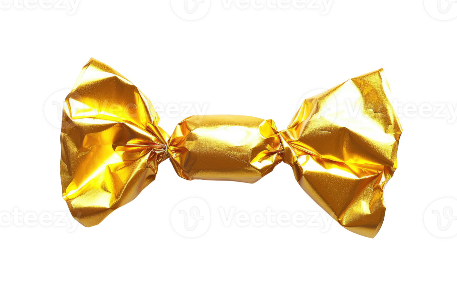 AI generated Golden candy wrapper isolated on transparent background png
