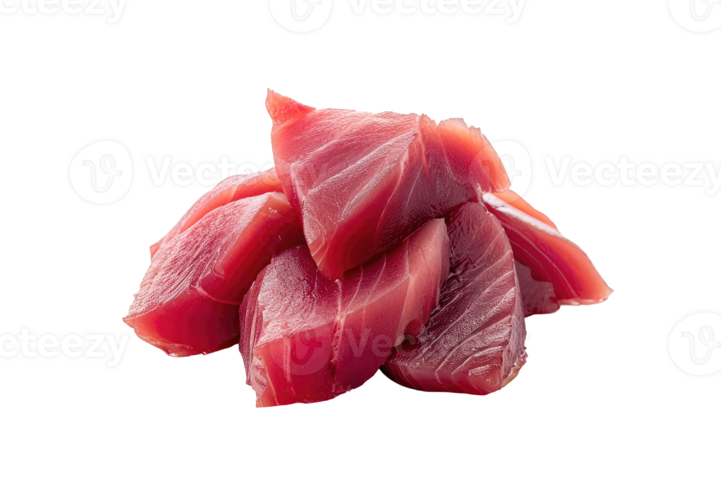 AI generated Tuna sashimi isolated on transparent background. Raw tuna fish png