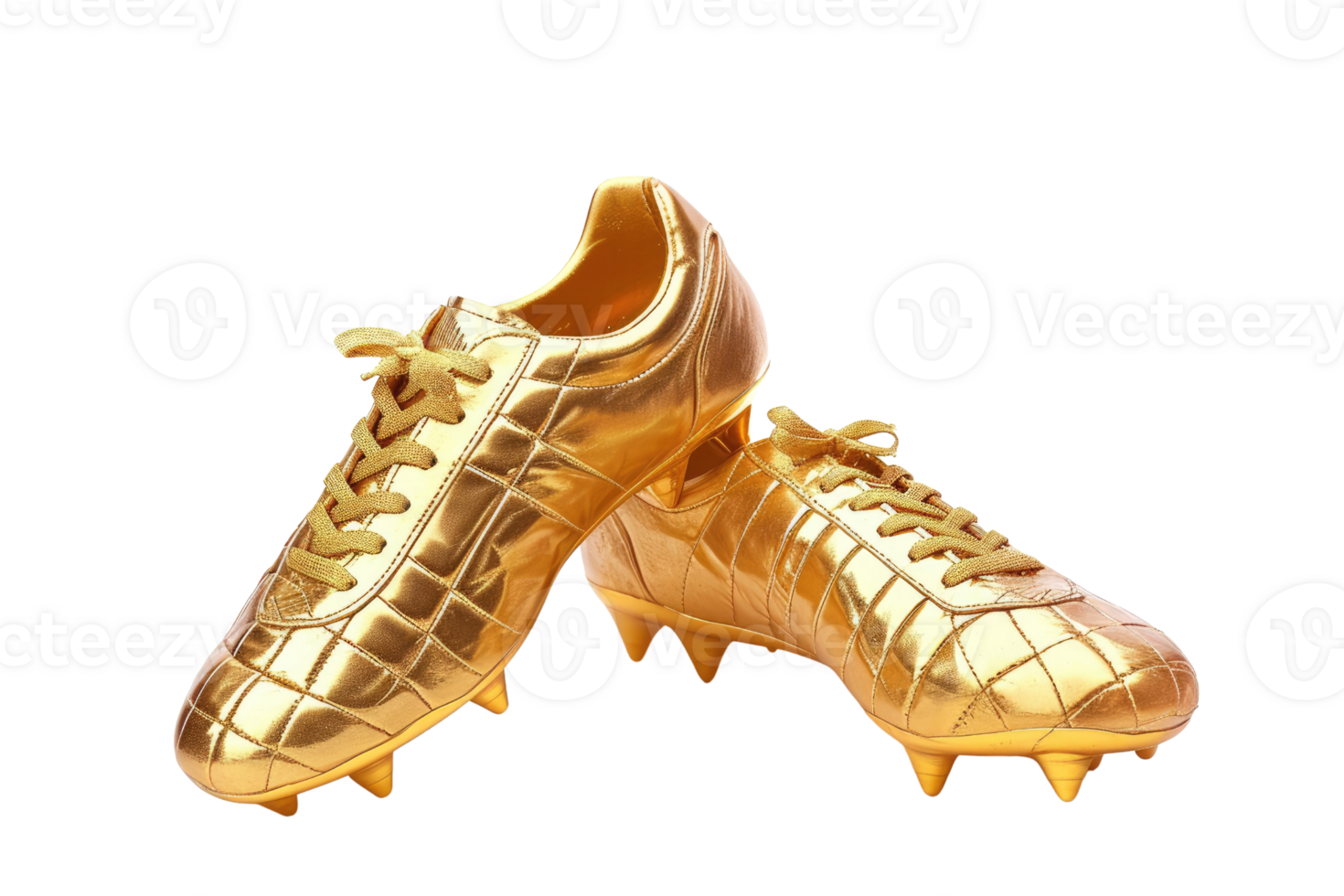 AI generated gold soccer shoes isolated on transparent background png