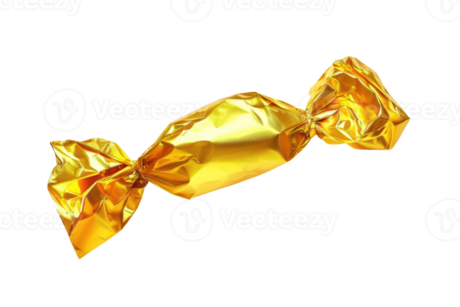 AI generated Golden candy wrapper isolated on transparent background png