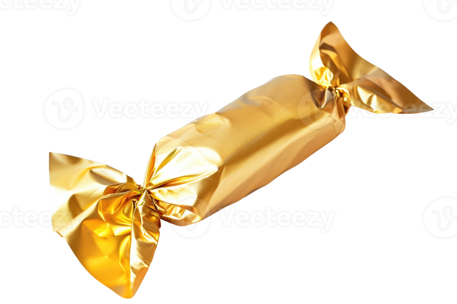 AI generated Golden candy wrapper isolated on transparent background png