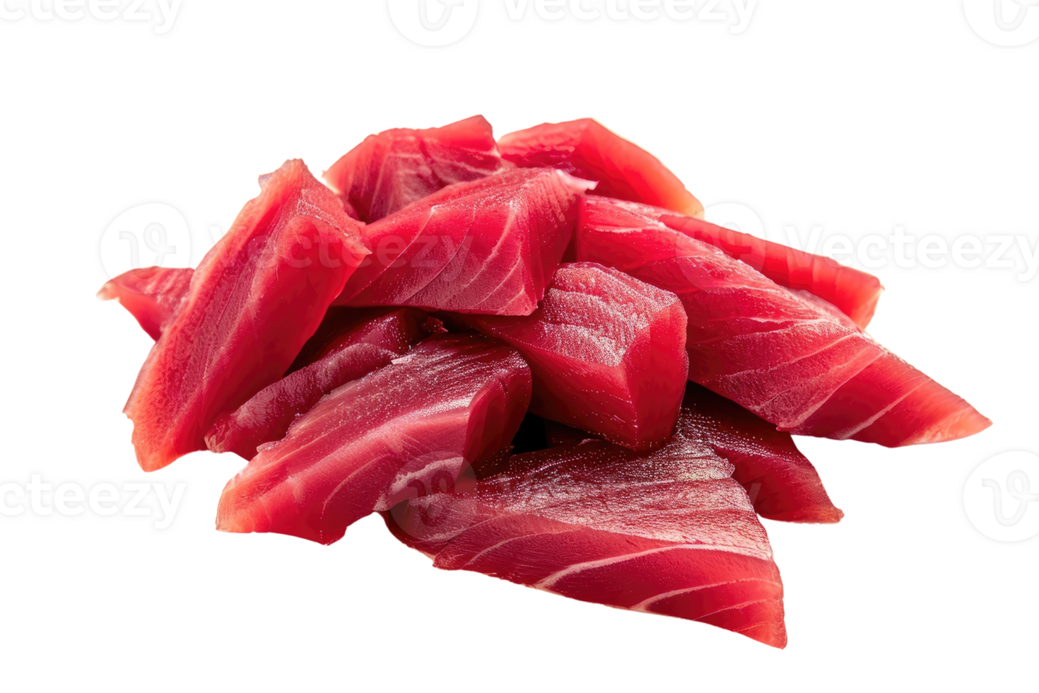 AI generated Tuna sashimi isolated on transparent background. Raw tuna fish png