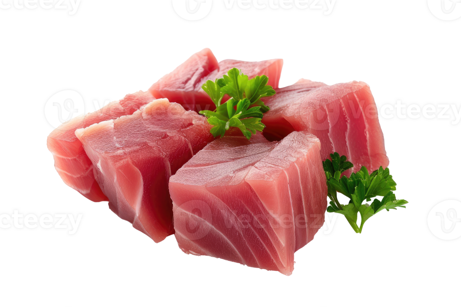 AI generated Tuna sashimi isolated on transparent background. Raw tuna fish png