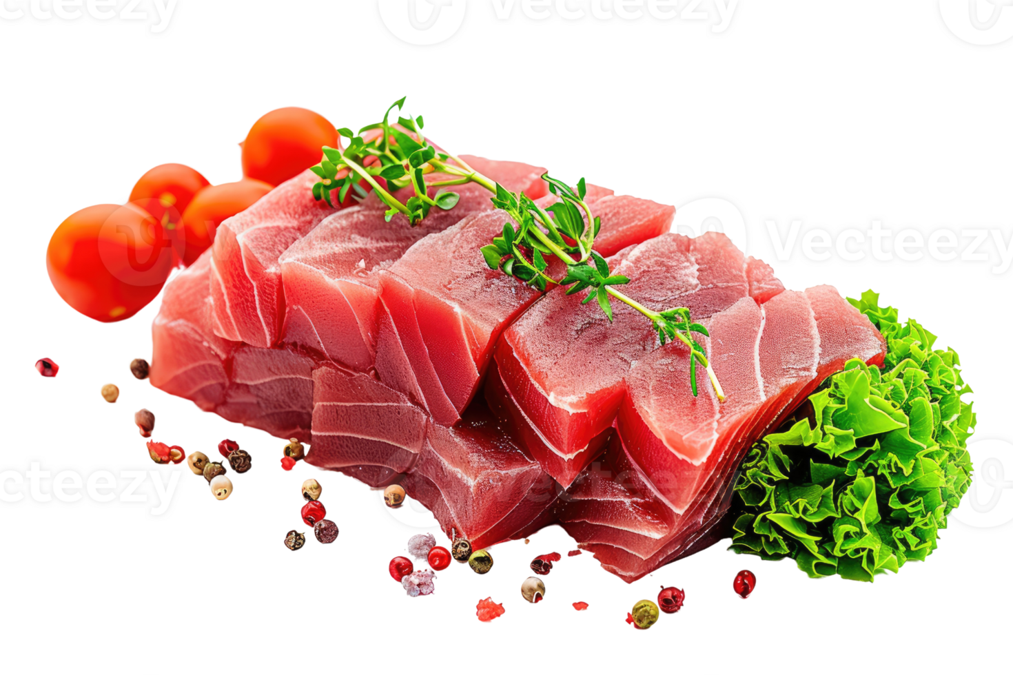 AI generated Tuna sashimi isolated on transparent background. Raw tuna fish png