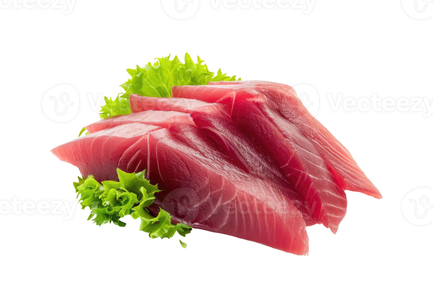 AI generated Tuna sashimi isolated on transparent background. Raw tuna fish png