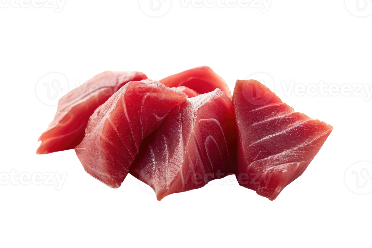 AI generated Tuna sashimi isolated on transparent background. Raw tuna fish png