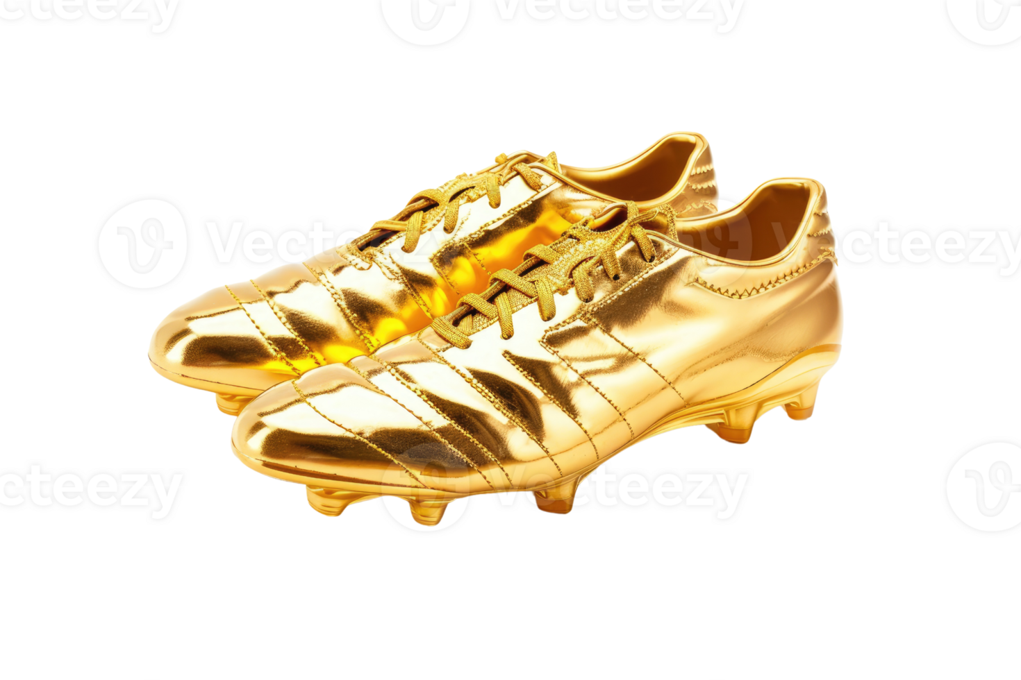 AI generated gold soccer shoes isolated on transparent background png