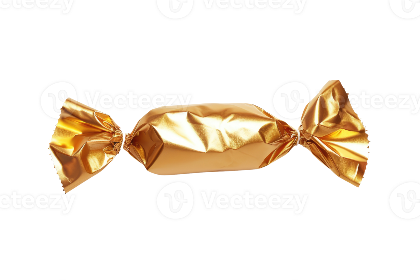 AI generated Golden candy wrapper isolated on transparent background png