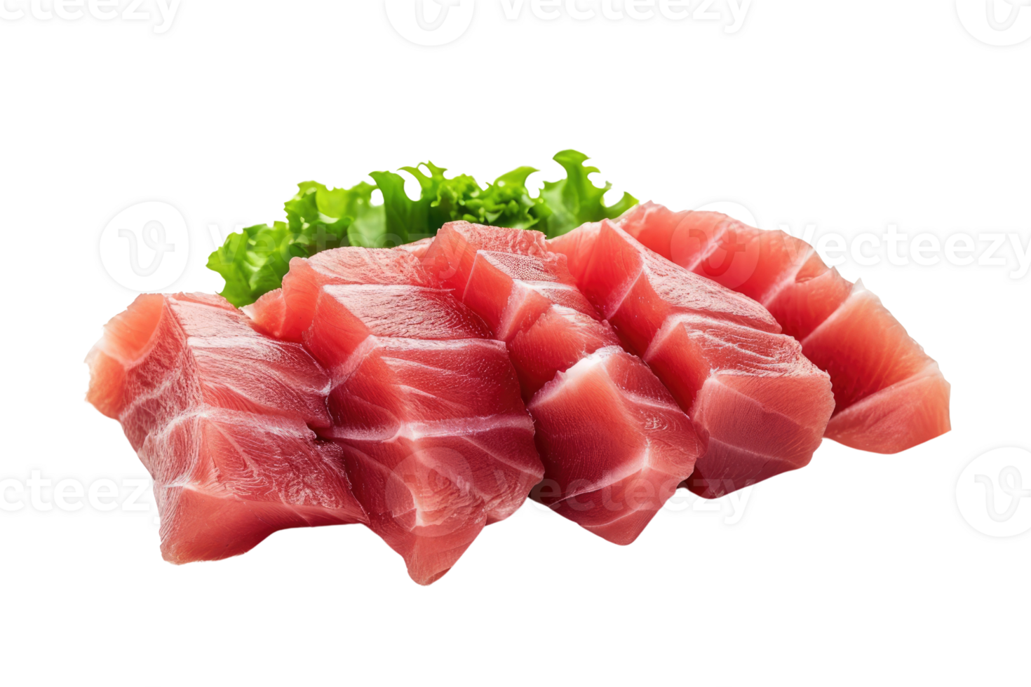 AI generated Tuna sashimi isolated on transparent background. Raw tuna fish png