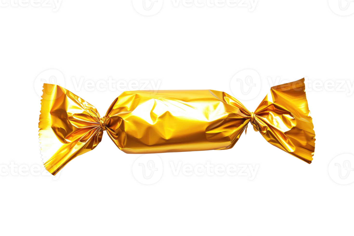 AI generated Golden candy wrapper isolated on transparent background png