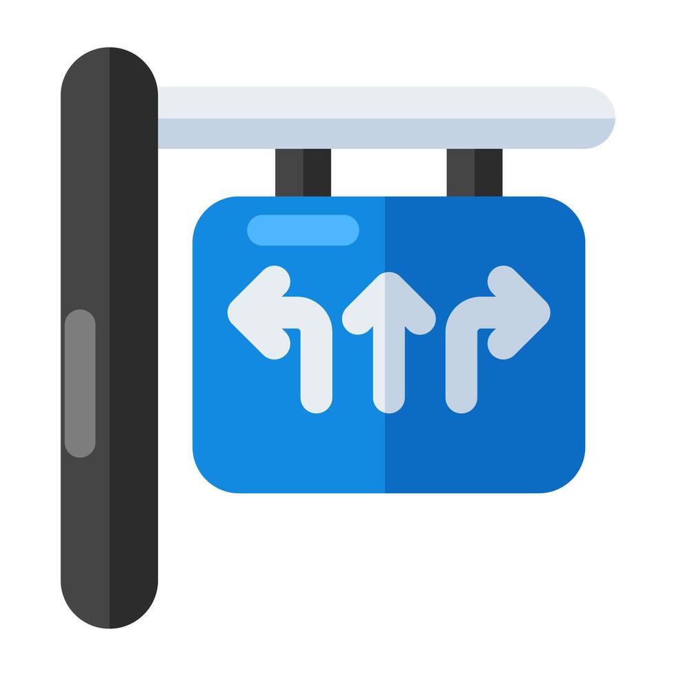 Editable design icon of triple direction board vector