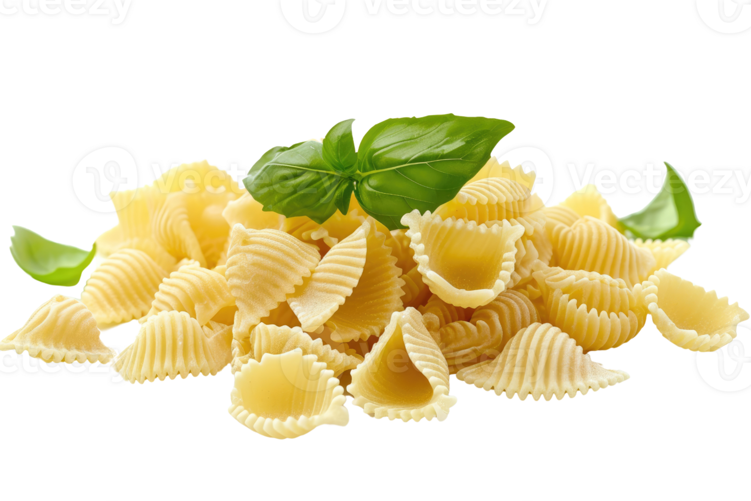 AI generated Conchiglie rigate pasta with basil on transparent background png