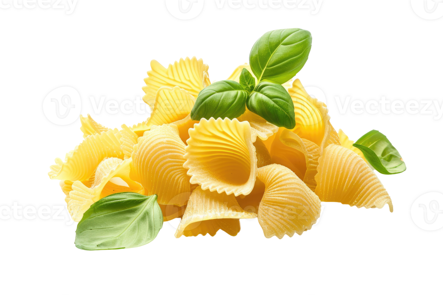 AI generated Conchiglie rigate pasta with basil on transparent background png