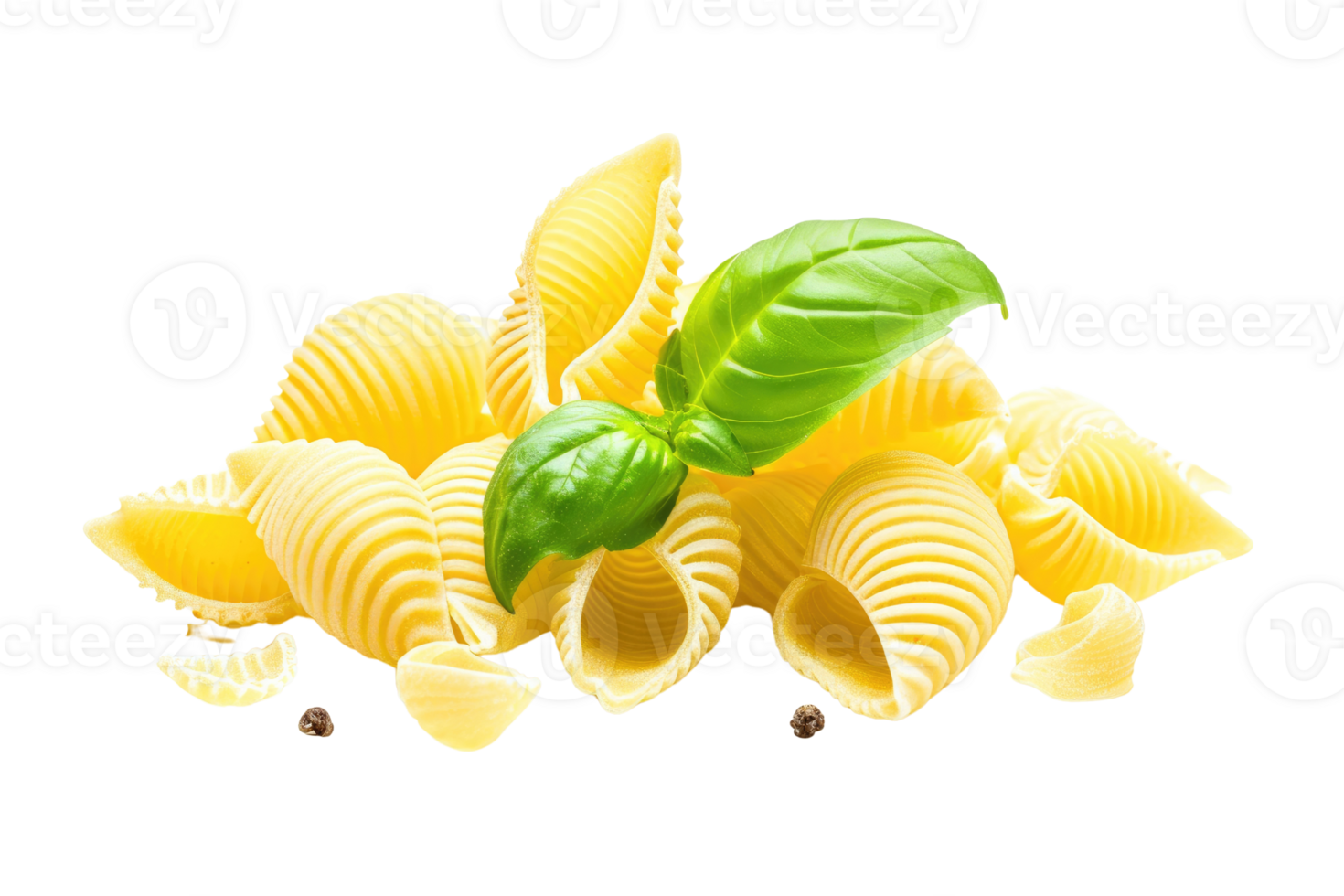 AI generated Conchiglie rigate pasta with basil on transparent background png