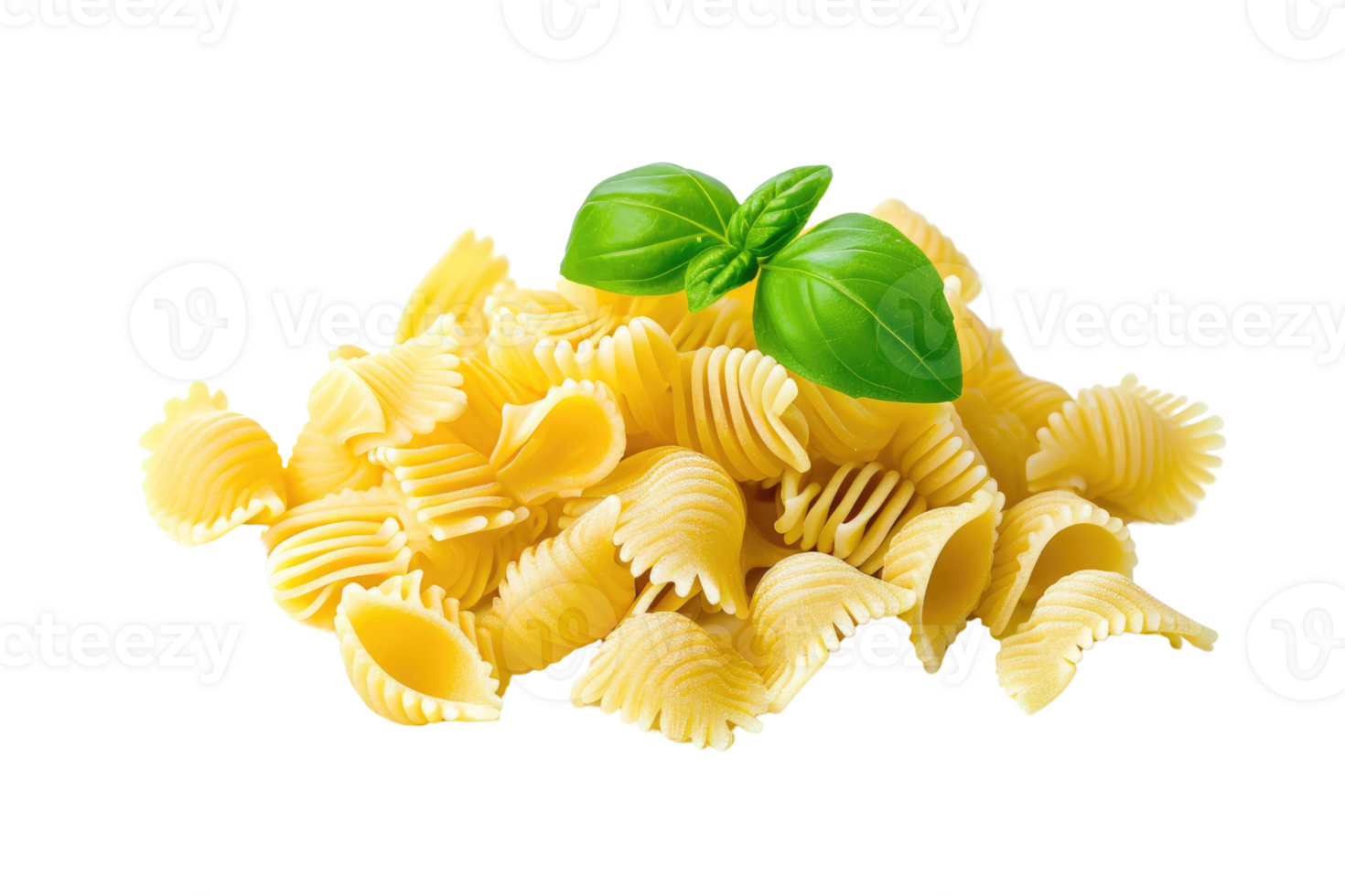 AI generated Conchiglie rigate pasta with basil on transparent background png
