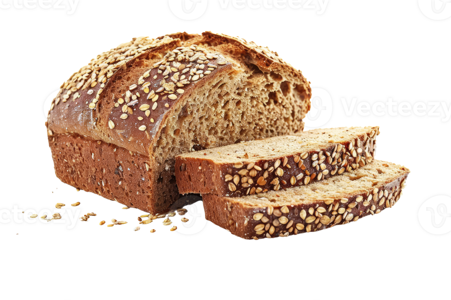 AI generated Multigrain bread isolated on transparent background png