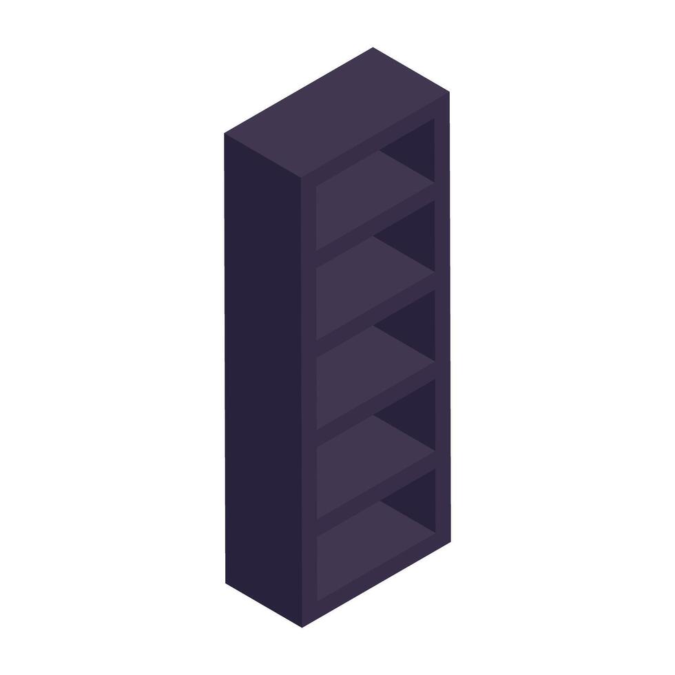 Trendy isometric design icon of wooden shelves vector