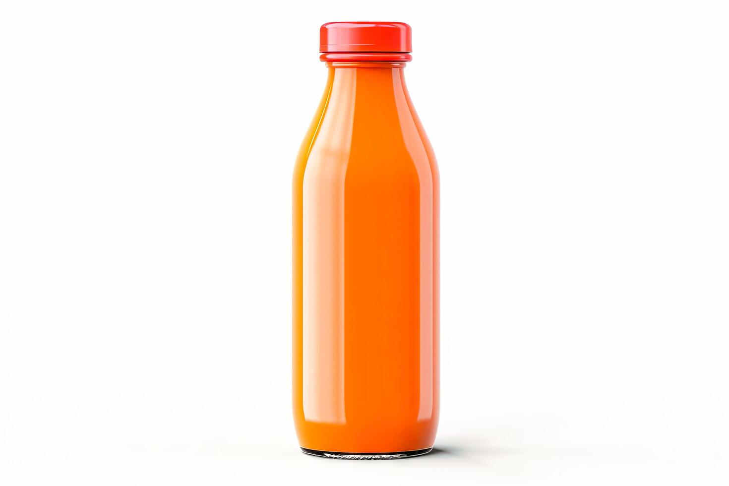 AI generated Bottle of Orange Juice on White Background photo