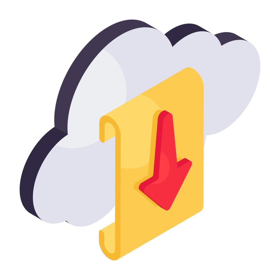 Conceptual isometric design icon of cloud download vector