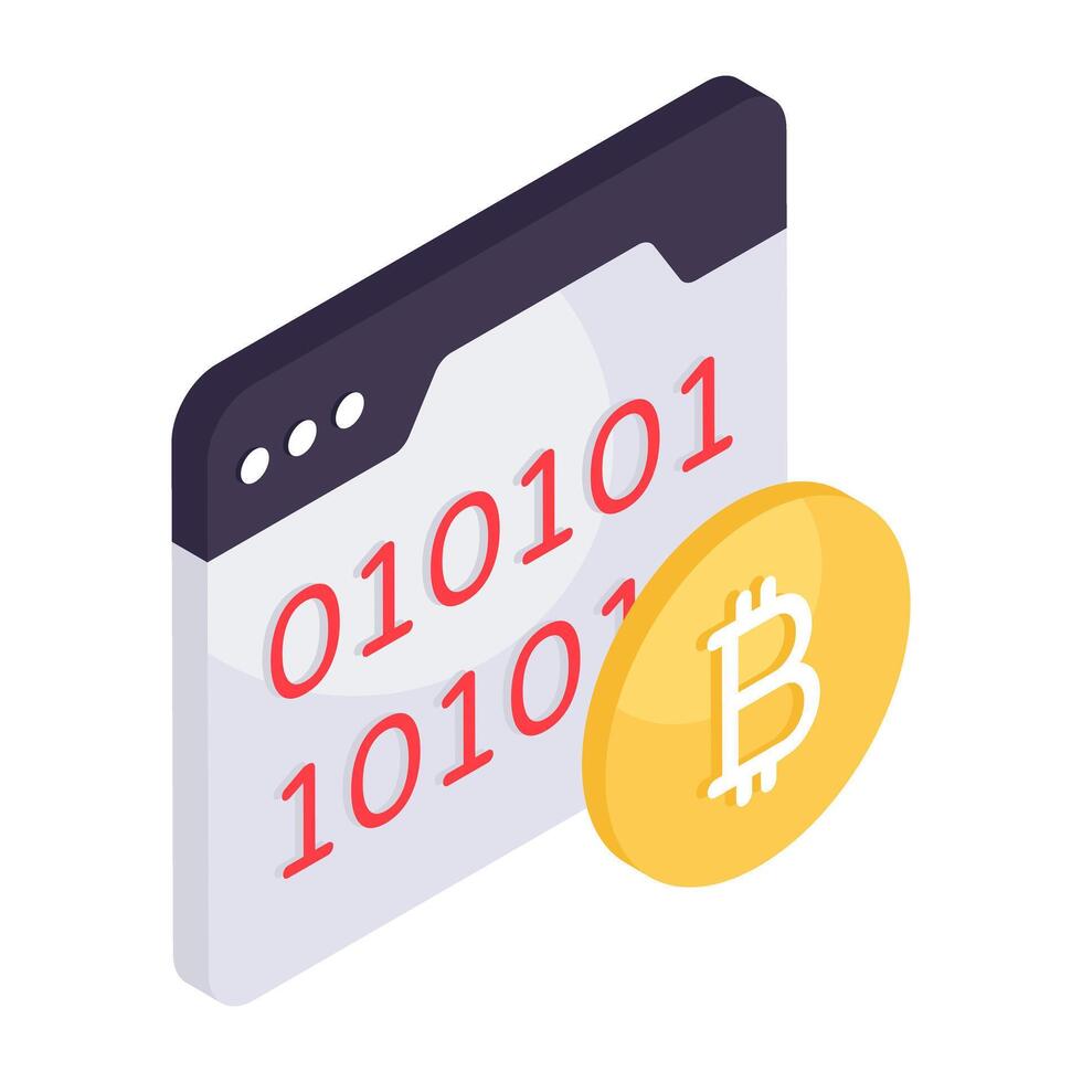 un creativo diseño icono de bitcoin binario datos vector