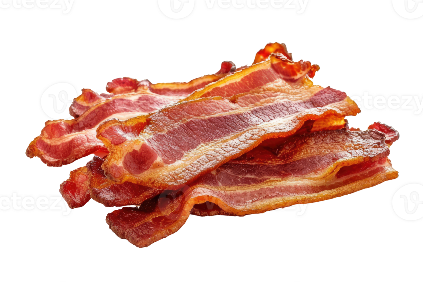 ai generado delicioso cocido tocino rebanadas aislado transparente antecedentes png