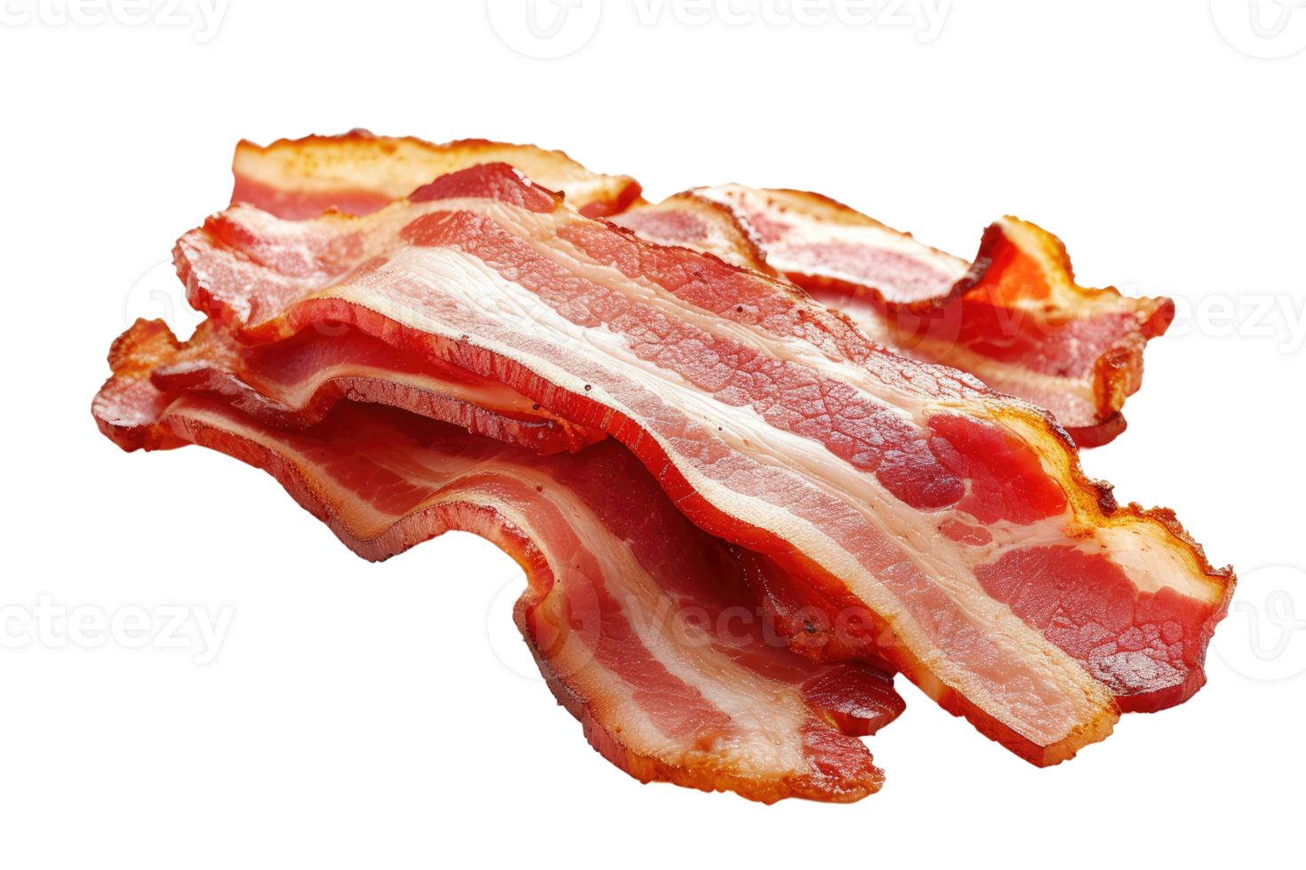 AI generated delicious cooked bacon slices isolated transparent background png