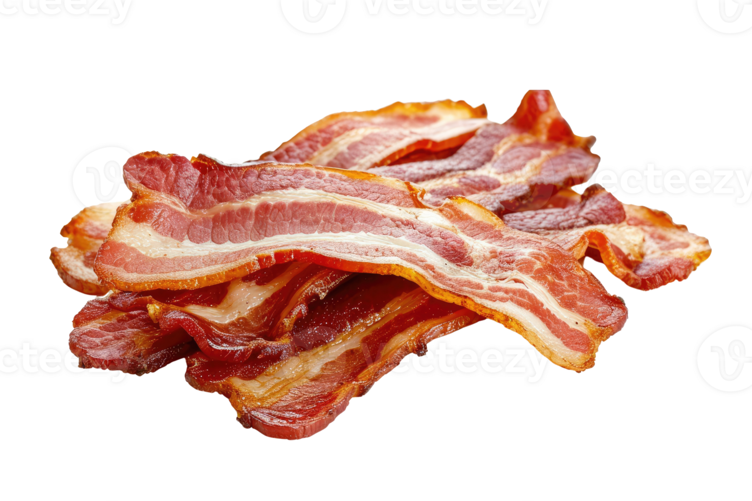 AI generated delicious cooked bacon slices isolated transparent background png