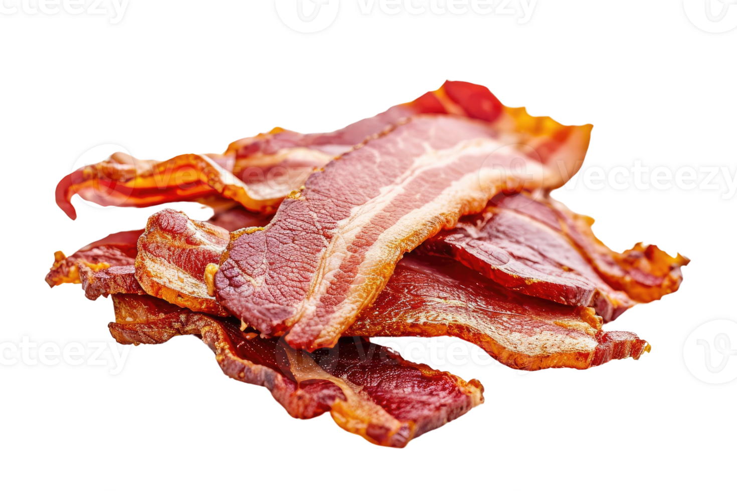 AI generated delicious cooked bacon slices isolated transparent background png