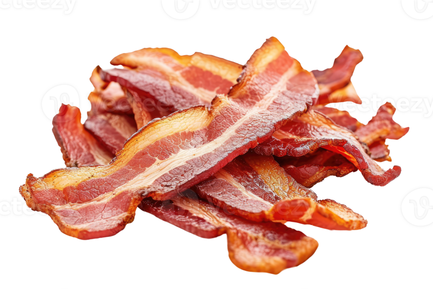 AI generated delicious cooked bacon slices isolated transparent background png