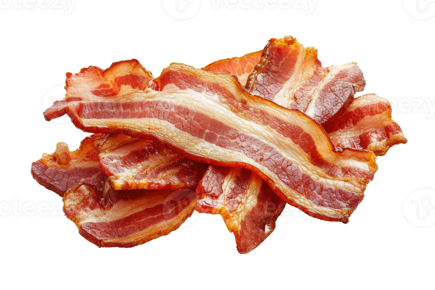 AI generated delicious cooked bacon slices isolated transparent background png