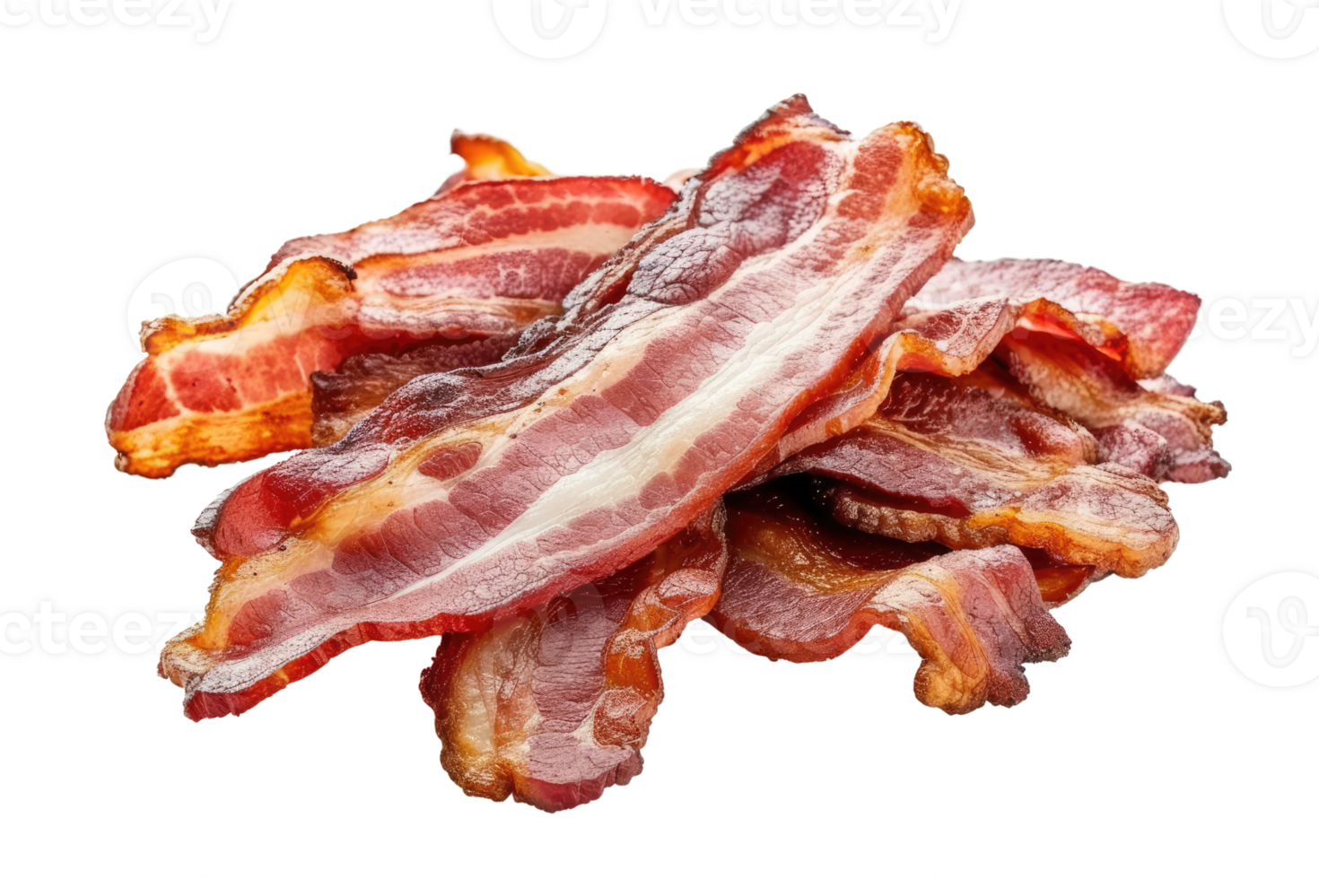 AI generated delicious cooked bacon slices isolated transparent background png