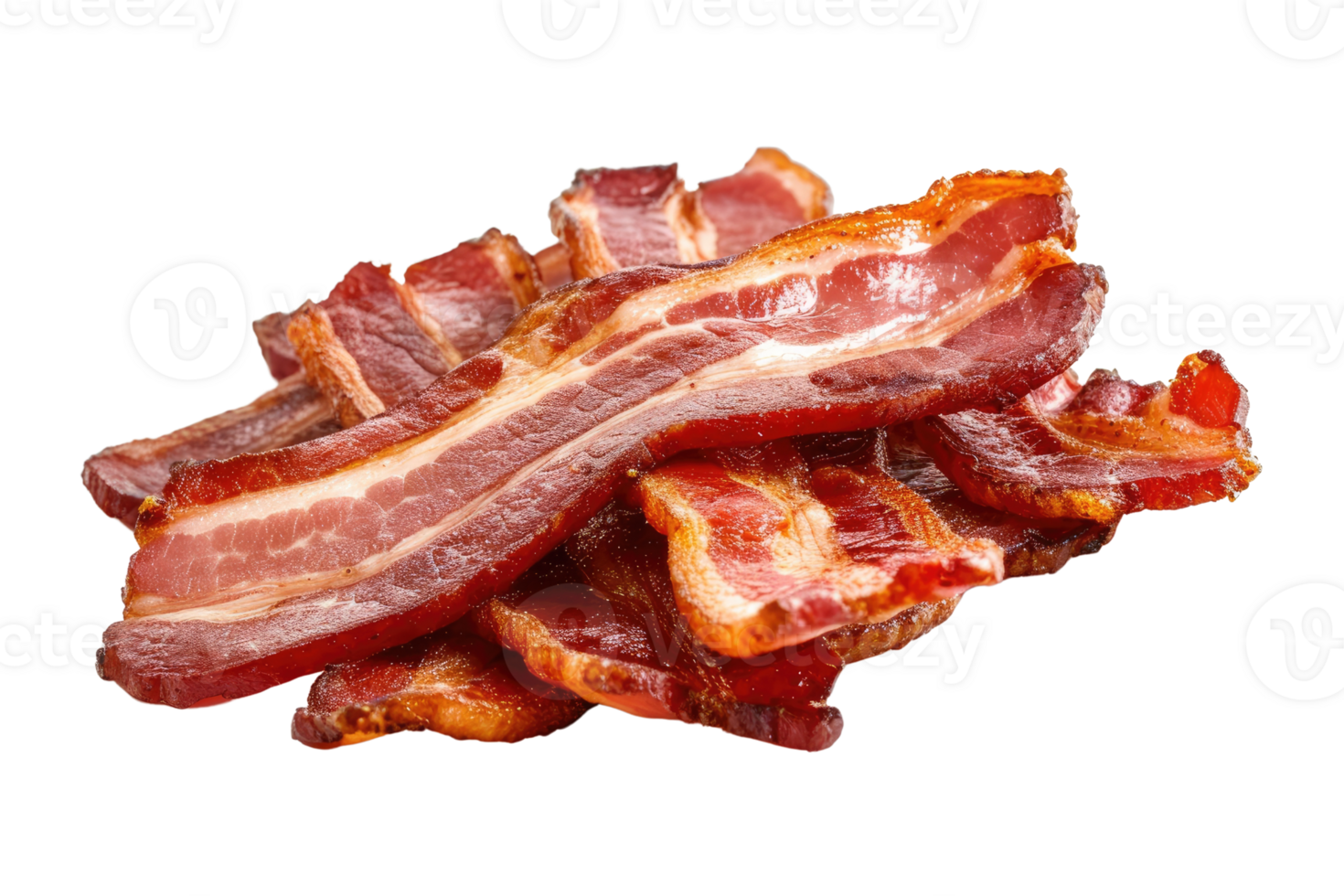 AI generated delicious cooked bacon slices isolated transparent background png
