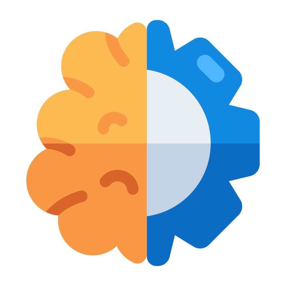 Mind with gear, flat design icon of brain development vector