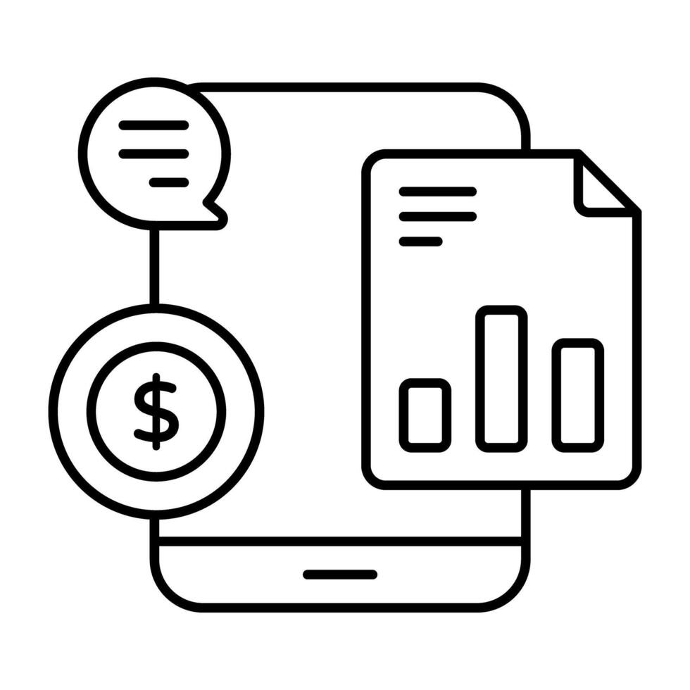 An icon design of mobile business report vector