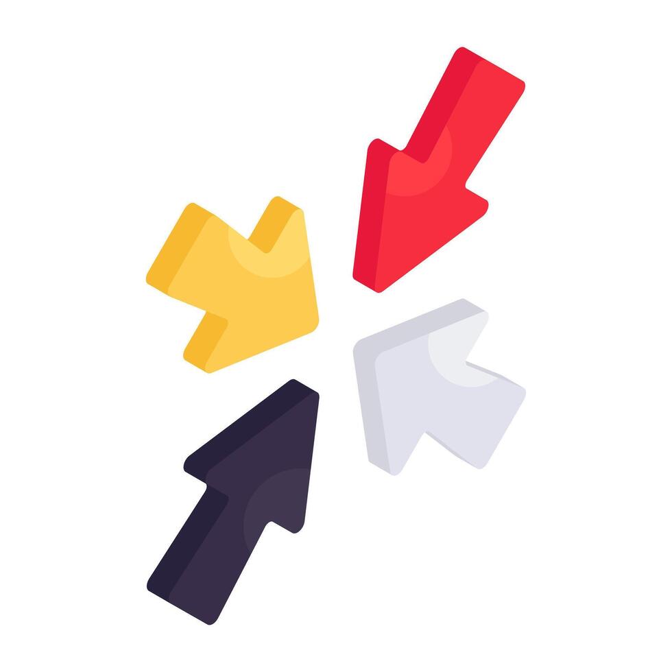 Conceptual isometric design icon of minimize arrows vector